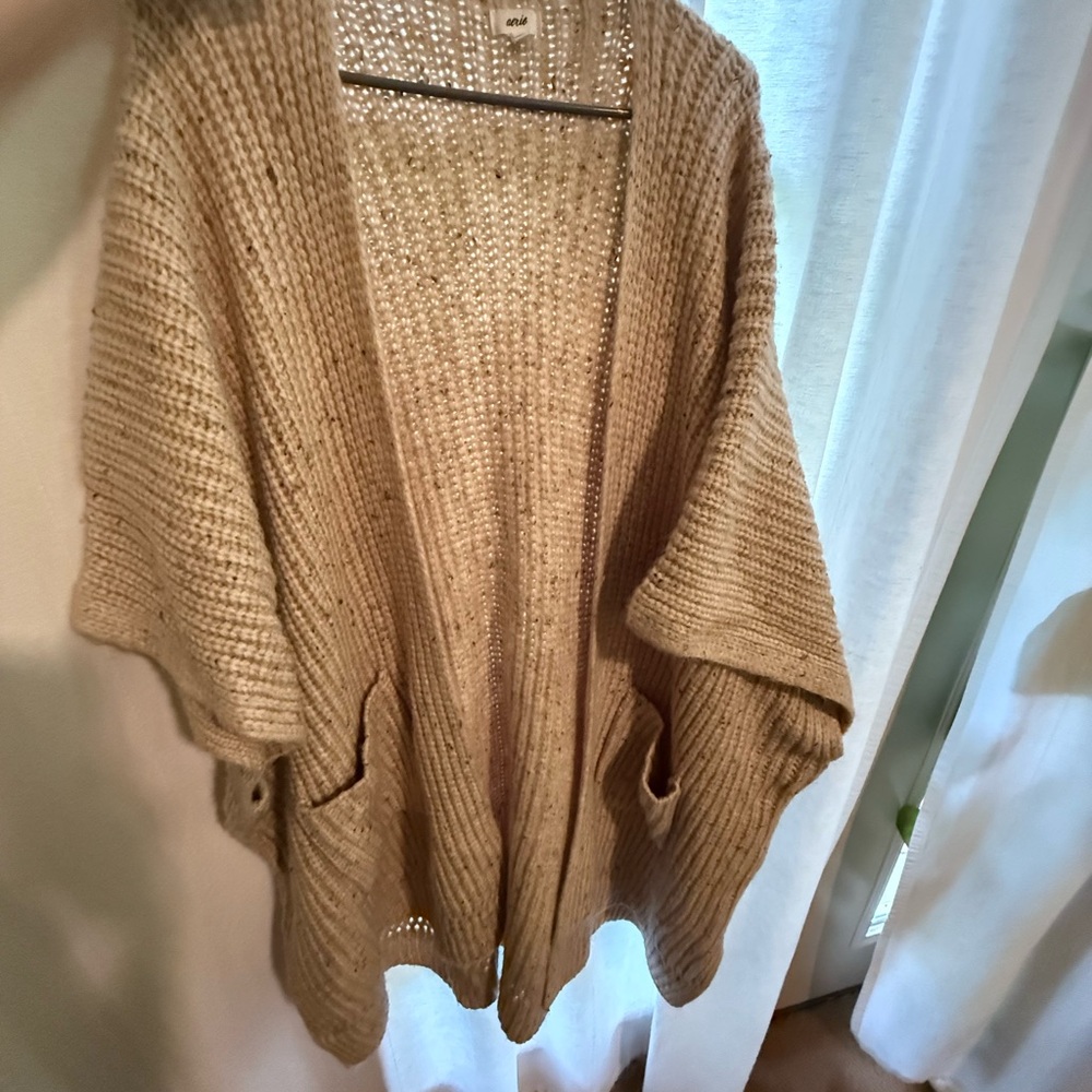 Aerie Oversized Cozy Beige Knit Sweater